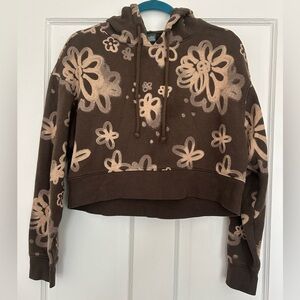 Wild Fable Brown Floral Cropped Hoodie